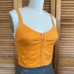 Aritzia WILFRED Bright Orange Crop Corset Camisole